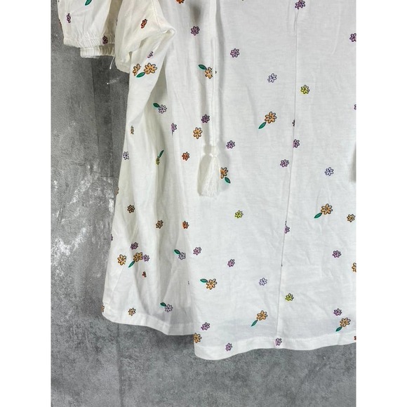 Style & Co Women's Plus Size White Garden Printed Puff-Sleeve Tie-Neck Top SZ 2X - Picture 5 of 10